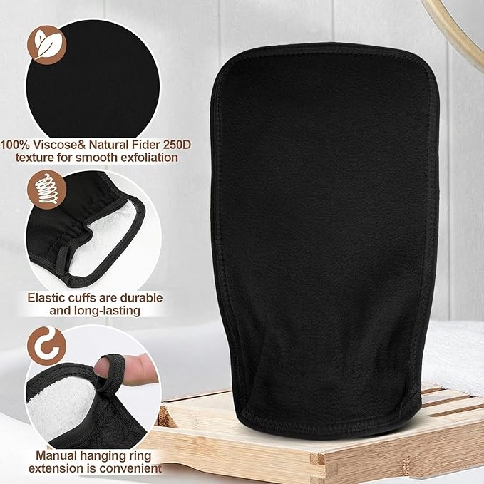 (black) 1PCS Durable Body Scrub, Dead Skin Remover & Body Scrubber Exfoliator, Body Exfoliating Gloves for Shower, washcloth exfoliating, exfoliating glove for Smooth Skin