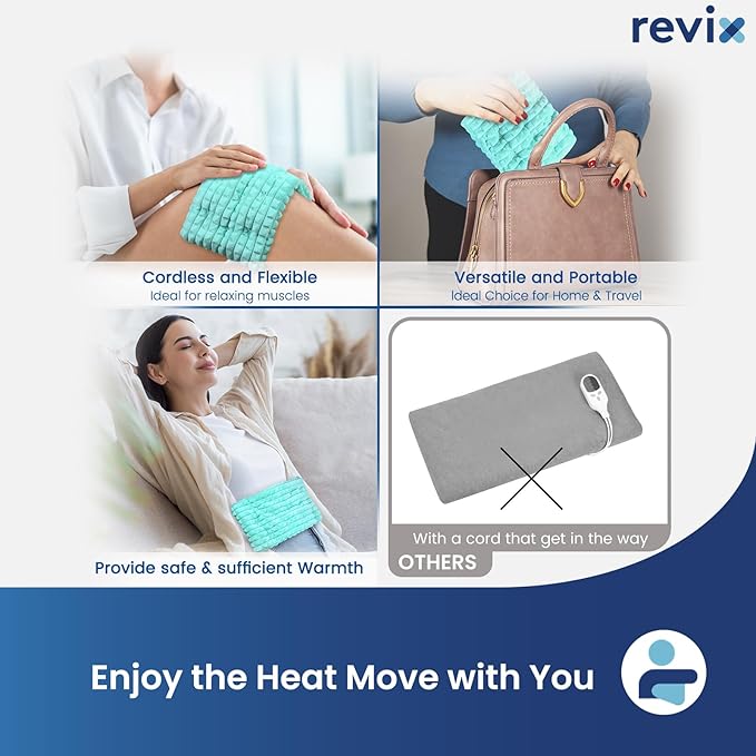 REVIX 6 * 12" Moist Heating Pad Microwavable, Reusable Microwave Heating Pads for Joints, Weighted Heat Packs with Flaxseeds for Shoulders, Neck, Back, Unscented
