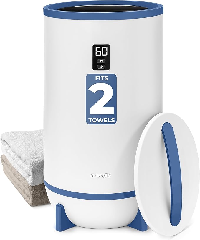 SereneLife Towel Warmer Bucket Style - Portable Blanket Heater for Spa and Bathroom, Large Capacity, Customizable Fragrance, Auto Shut-Off, Fits 2 Large Towels or Blankets, One-Touch Control