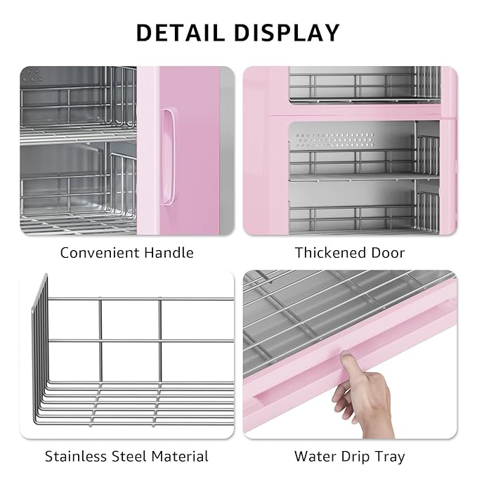 TABU Hot Towel Warmer Cabinet, 46L Extra Large Professional Towel Heater with Stainless Steel Racks & Water Drip Tray, for Spa, Salon, Barber and Home, Pink