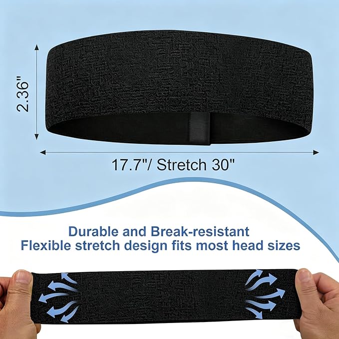 160 Count Disposable Spa Headbands for Women - Individually Wrapped Facial Headbands for Skincare, Makeup & Estheticians - Stretch Non-Woven Hair Bands for Salon & Home (Black)