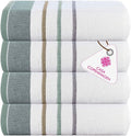 CASA COPENHAGEN White Bay 4Pcs 100% Egyptian Cotton Designer Hand Towels Gift Set- Grey - Sea Grass 600 GSM, 28"x16", 4Hand Towels for Bathroom Set for Women & Men