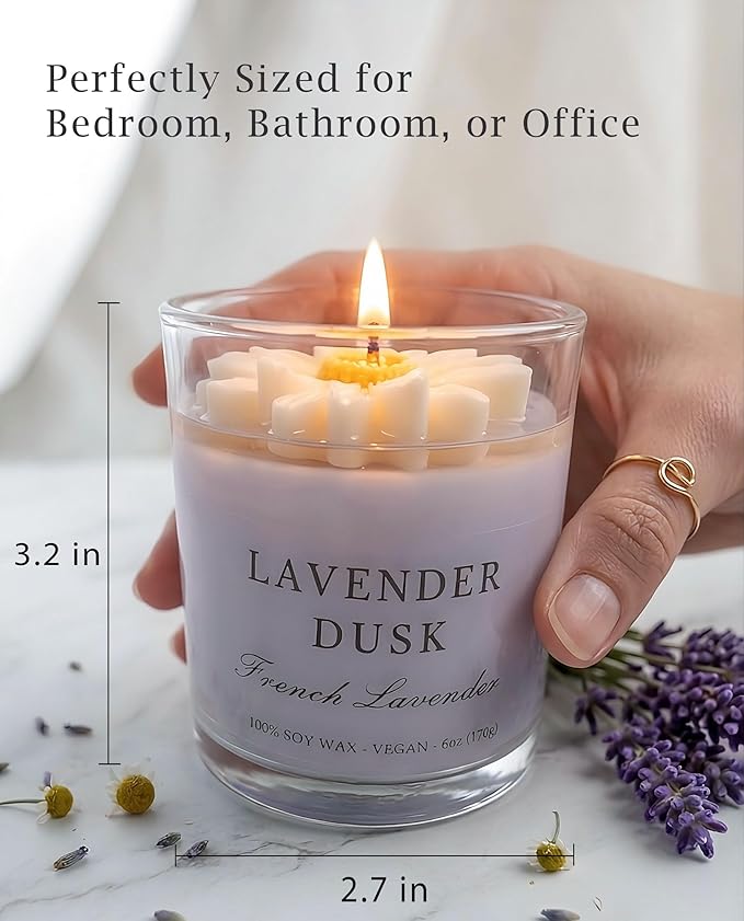 Scented Candles for Women - Aromatherapy Natural Soy Candles 4 Pack, Unique Floral Design, Relaxation Gifts for Mother’s Day, Birthday & Home Decor