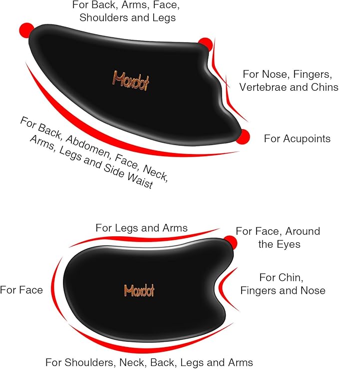 Maxdot 5 Pieces Gua Sha Massage Tools Set, Scraping Massage Tools Guasha Stone for Face Back Neck Physical Therapy