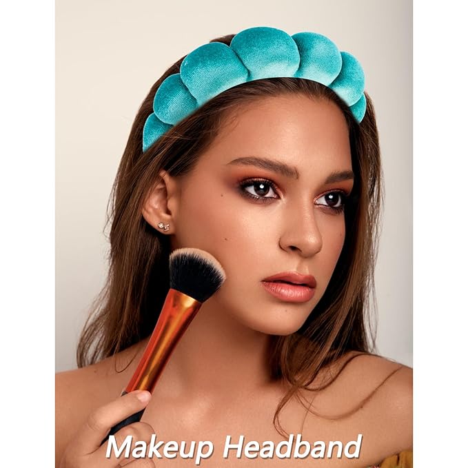 VELSCRUN Spa Headband, Makeup Face Wash Skincare Headbands, 6 Pcs Green Colorful Sponge Bow Tie Get Ready HairBand Facial Wristband Set, Stuff for Teen Girls Women Trendy Fashion Hair Accessories