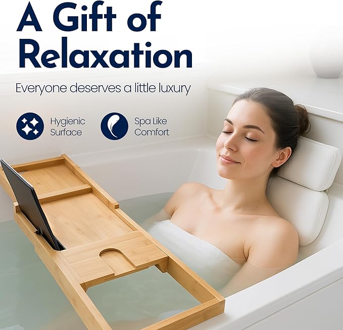 Epica Bath Pillow Bathroom Accessories| Bath Essentials Neck Pillow for Head and Neck Support| Bathtub Decor for Back Support Waterproof with Non Slip Suction Cups| tub Accessories for Bathtub Decor