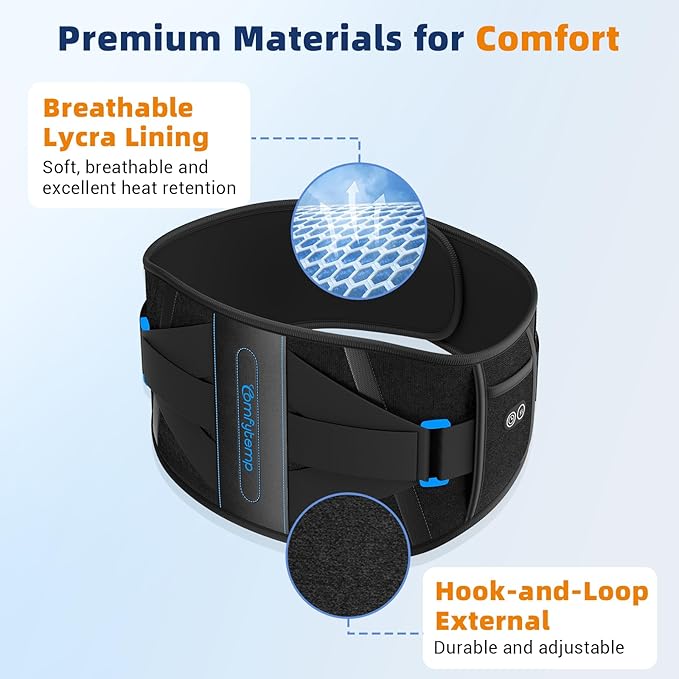 Comfytemp Cordless Heating Pad with Back Brace for Lower Back, FSA Eligible HSA Portable Wireless Wearable Heated Rechargeable Lumbar Support Mothers Day Gift, 3 Heat 3 Timer, 52"(No Massage)