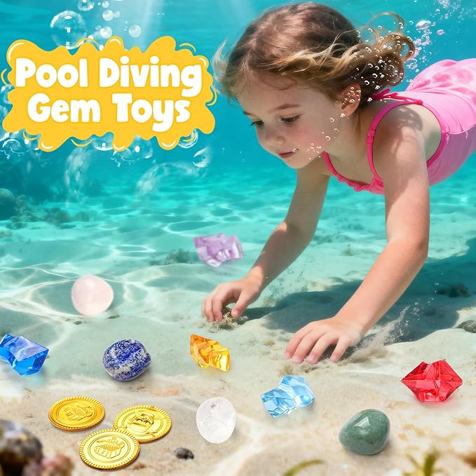 Toylink Bath Bombs for Kids with Diving Gem Toys Inside, 12 Pack Treasure Chest Bath Bombs with Surprise Pirate Accessories Pretend Playset, Handmade Bubble Bath Fizzies Birthday Christmas Gift Set