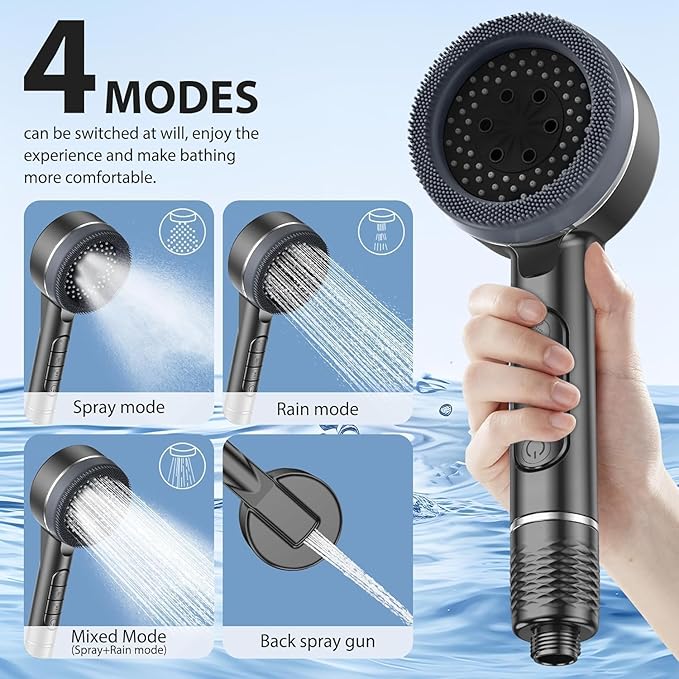 Filtered Shower Head with Handheld, High Pressure 3 Spray Showerhead with Filters & Upgraded Anti-clog Nozzles for Hard Water -Remove Chlorine, Reduce Dry Itchy Skin -ON/OFF Switch for Pet Bath