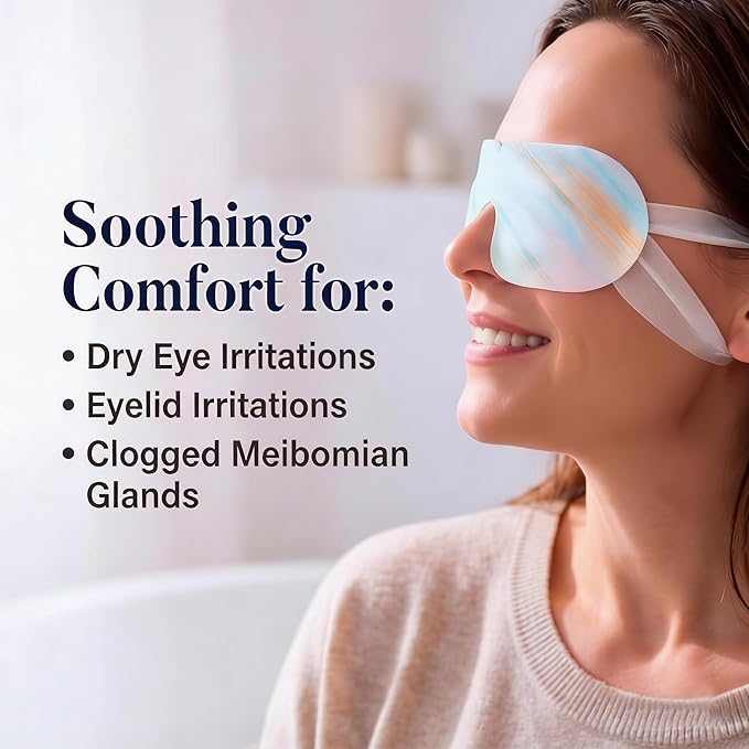 16 Packs Self Heating Steam Eye Masks: Disposable Moist Warm Compress for Dry Eyes,Tired Eyes and Stye Relief, Unscented Eye Mask for Sleep, Travel and Relaxation, No Microwave Needed