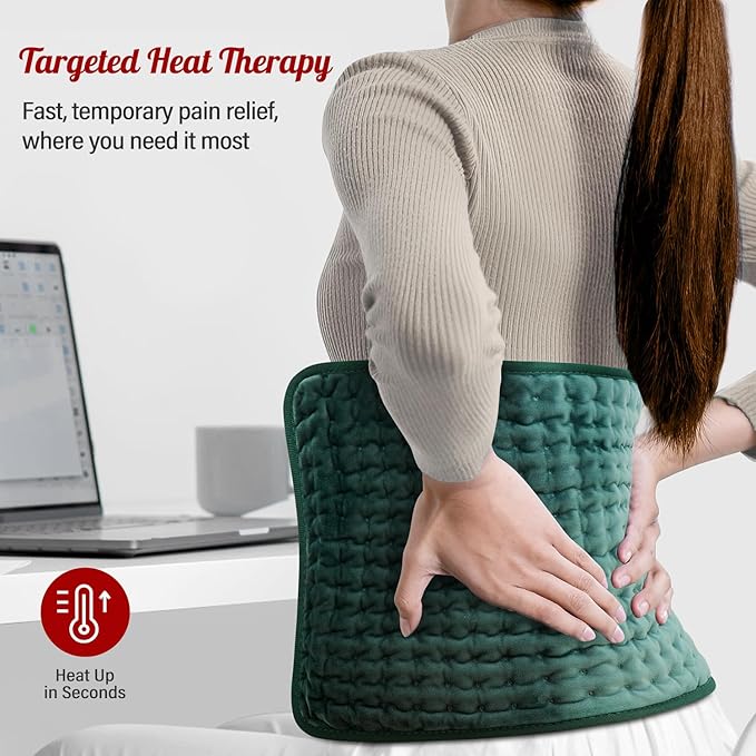 Heating Pad for Back Neck Shoulder Pain Relief and Period Cramps, Large Heating Pads for Women Legs Knee Feet Stomach and Hip with Timer, Machine Washable Heat Pad, Gifts for Women Mom Her Men Dad Him