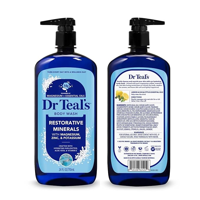 Dr Teal's Body Wash, Restorative Minerals with Magnesium, Zinc & Potassium (Body Wash Set of 2)