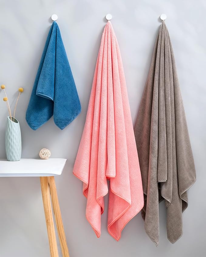 Lumimi 8-Piece Soft Microfiber Towel Set Incredibly Absorbent Lightweight Quick Dry and Durable, 55" L x 27" W, 4 Bath Towels 4 Hand Towels Multicolour