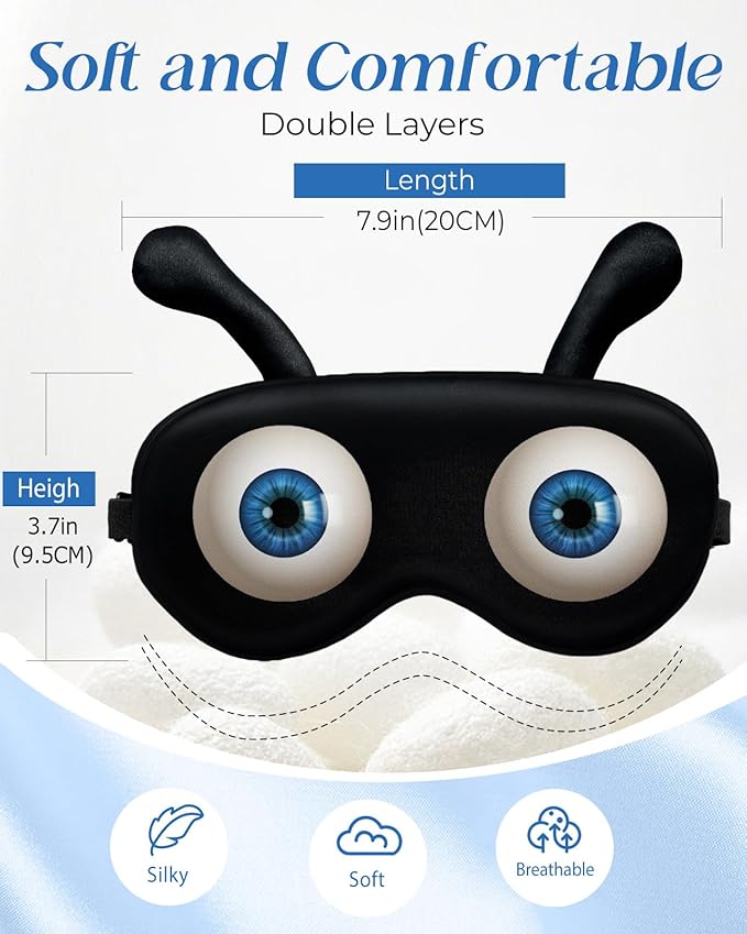 Miss Adola Sleep Mask for Kids - Valentines Gift for Kids Cute Silk Eye Cover for Sleeping Soft Kawaii Eyeshade Animal Eye Blindfold with Adjustable Strap for Boys Teens, Eyeball