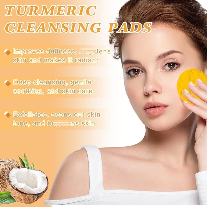 4Pcs Turmeric Wash and Care Three Piece Set,Tuemeric Facial Cleanser & Turmeric Soap Bar & Turmeric Face Scrub Pads,Face & Body Cleanser,Turmeric Cleansing Skincare Set, Deep Cleansing