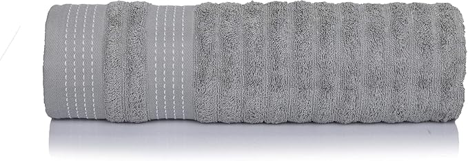 CASA COPENHAGEN Elegance 6Pcs 100% Egyptian Cotton Large Designer Towels Gift Set- Grey Violet-Pure White, 550GSM, 2Bath 2Hand 2Washcloths, Bath Towels for Bathroom Set for Women & Men
