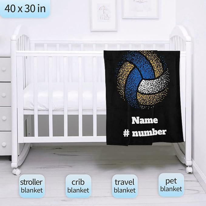 Custom Volleyball Blanket, Personalized Sport Throw with Name Text for Boy, Girl, Men, Women, Volleyball Gift for Player, Athlete, Coach, Team, Soft Customized Throw Blanket 60"x50"for Teen