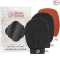 Natural Elephant Exfoliating Hammam Glove (2 Black and 1 Orange (Pack of 3))