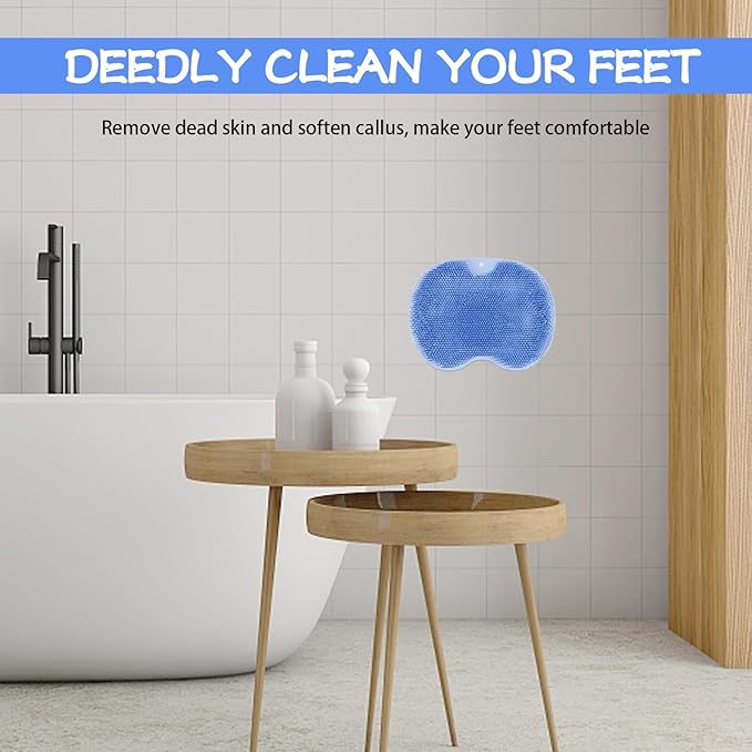 Shower Foot Scrubber, Wall Mounted Bath Massage Pad, Back Scrubber Back with Non Slip Suction Cups to Improve Circulation, Soothe Achy Feet (Blue)