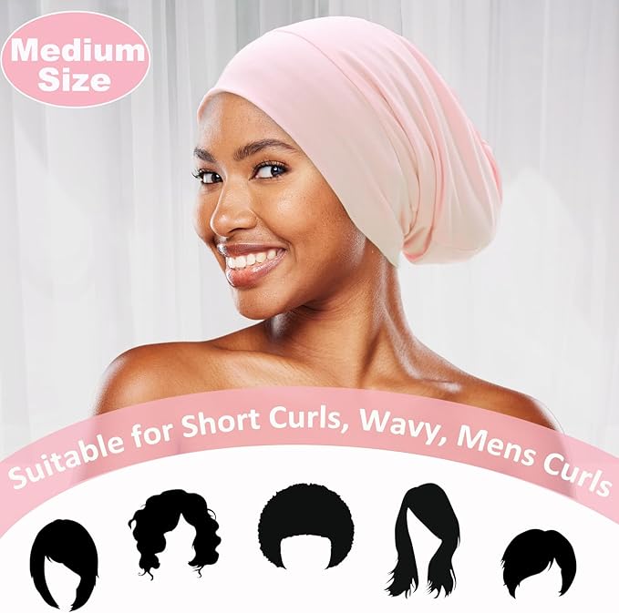 Sleep Cap Bonnet for Sleeping Black Women, Adjustable Cooling Ice Silk Lined Bonnet for Curly Braids Hair Cover Beanie Hat