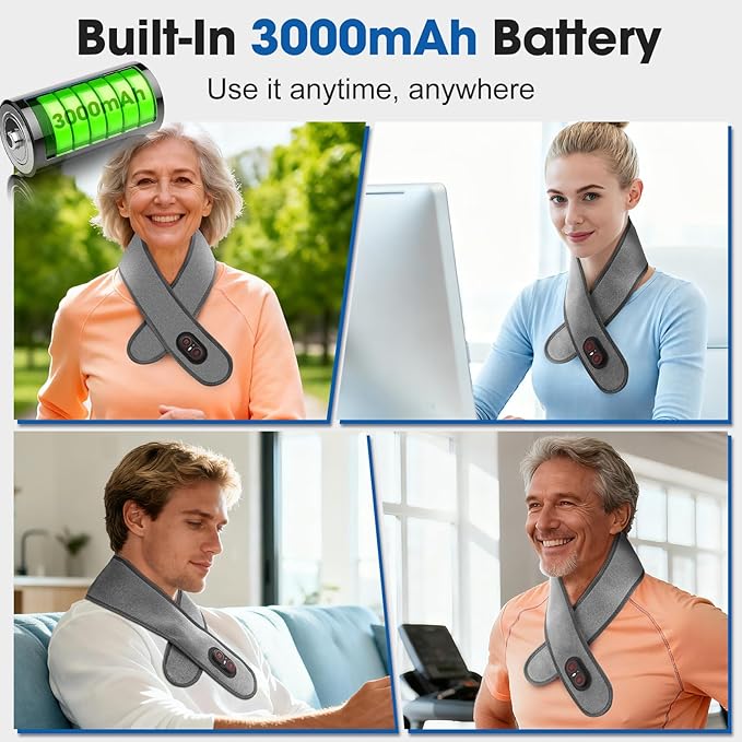 Cordless Neck Heating Pad for Pain, Neck Massager with 660nm 850nm Red Light, Neck Heating Pad for Pain Electric, Heated Neck Brace Wrap for Soreness Stiffness Pain Relief