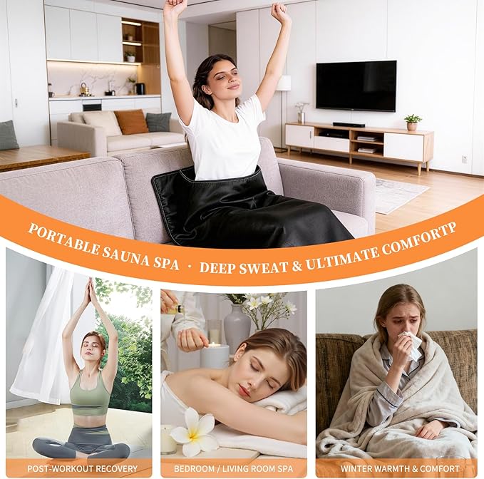 Portable Infrared Sauna Blanket, Sauna Bag for Home Use Weight Loss and Detox, Temperature Range 86-158℉, 1-99 Min Timer, Waterproof & Foldable, Detox & Relaxation at Home