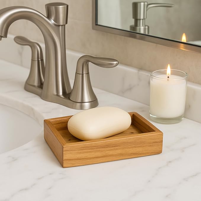 Creative Home 63068 Acacia Bath Rectangular Soap Dish, Soap Tray, Holder