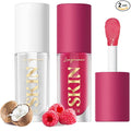 LANGMANNI Moisturizing Lip Oil,No-Sticky Lip Gloss Lip Balm Lip Care,Fruit Flavoured Lip Oil For Dry Lip's Moisturizing Hydrating And Nourishing ((Raspberry+Coco))