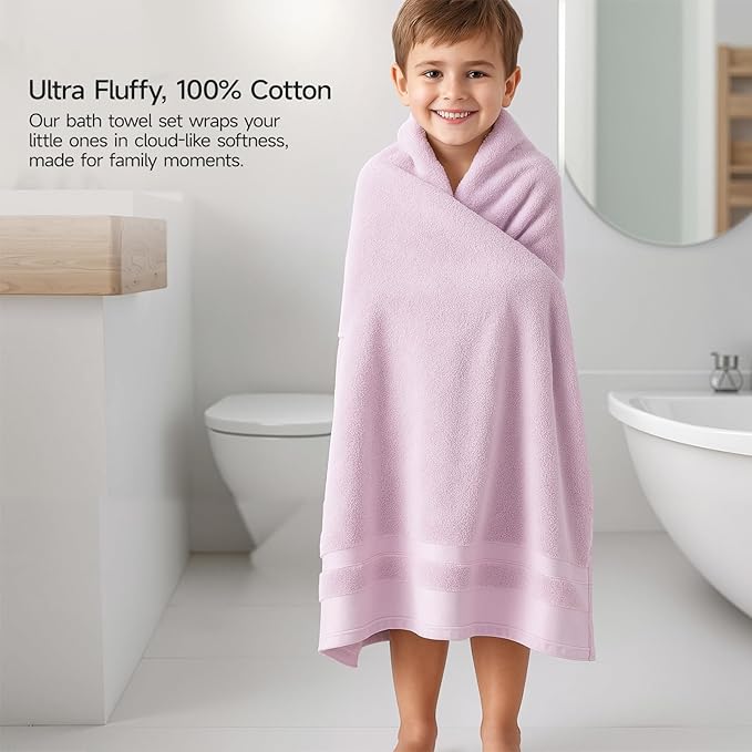 REDKISS 100% Cotton Bath Towels Set of 2, Extra Large Bath Sheets 35 X 70 Inches, 800G, Quick Dry, Ultra Soft & Super Absorbent Bathroom Towel Sets for Bathroom, Gym, Spa, Pool & Hotel, Purple