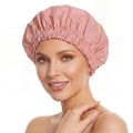 Reusable Shower Cap for Women, Large Waterproof Shower Bonnet with Elastic Band, Washable Bath Hair Cap for Long, Curly Hair, Braids, Daily Shower, Home Spa, Travel(Blush Pink)