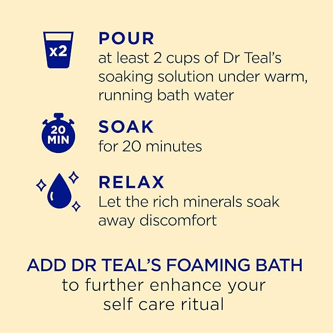 Dr Teal's Pure Epsom Magnesium Salt Soak, Prebiotic Lemon Balm & Essential Oil, 3 lbs (Pack of 4)