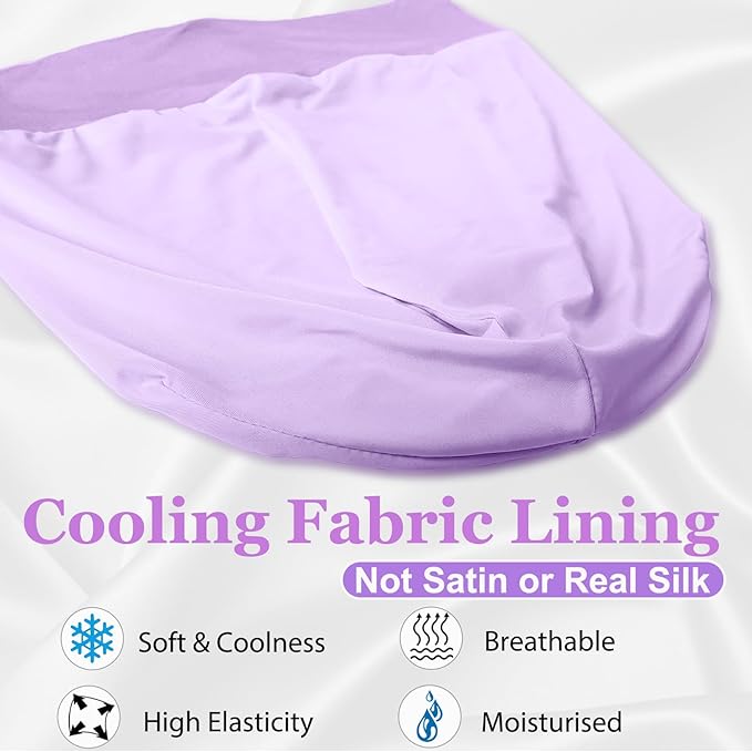 Sleep Cap Bonnet for Sleeping Black Women, Adjustable Cooling Ice Silk Lined Bonnet for Curly Braids Hair Cover Beanie Hat