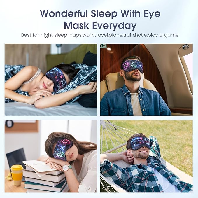 2 Pcs Boys Sleep Eye Mask, Guys Blackout Sleeping Silk Mask for Kids Adult Children's Travel Eye Mask Eye Cover Blindfold for Game (2 Pcs Game Mask - Style 6)