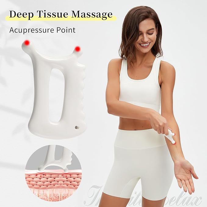 Advanced Ceramic Gua Sha Tool, Body gua sha tool for Women Men, Korean 괄사 Guasha Massage Tool for Fascia Massage and Cellulite；Lymphatic Drainage Tool, Face Sculpting Tool & Acupressure tool
