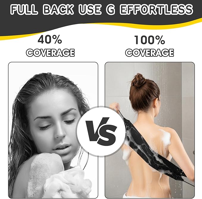 Sibba 3 Pcs Exfoliating Body Scrubber Bath Gloves Set Back Scrubber Shower Towel Double Sided Bath Gloves for Exfoliator, Back Washer for Body Scrub, Remove Dead Skin
