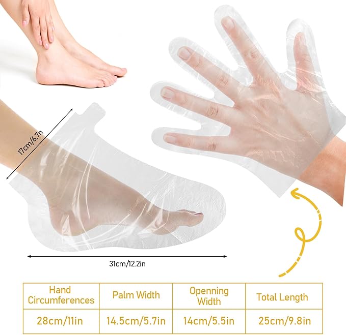 200 Pcs Paraffin Wax Liners for Hands and Feet - Disposable Plastic Bags for Thermal Wax Therapy, SPA, and More