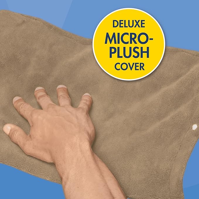 HealthWise Deluxe 12” x 15” Heating Pad with Moist & Dry Heat | Four-Heat Settings | Soothing Warm Relief, Brown (59-310)