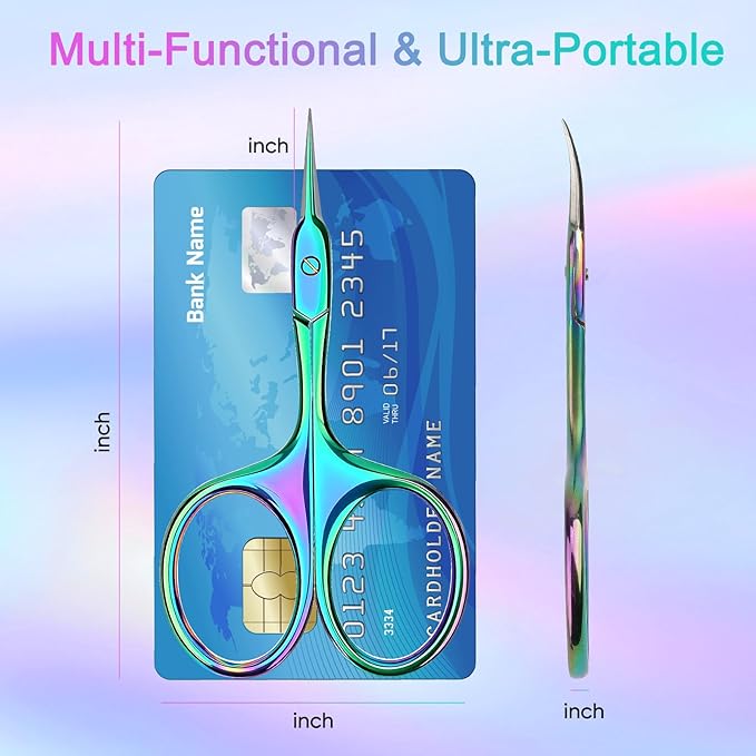 Cuticle Scissors, Extra Fine Curved Manicure & Pedicure Nail Scissor for Women/Men, Professional Small Grooming Tool for Nail Care, Eyebrow Trimming (Colorful)