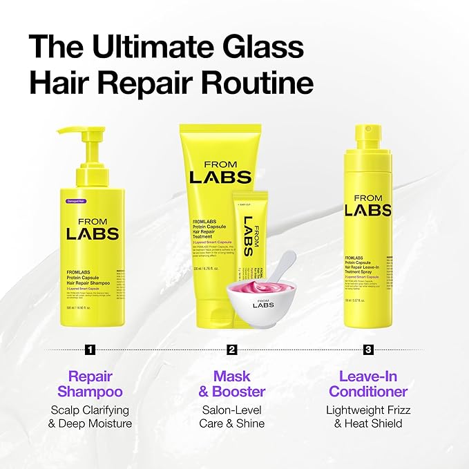 FROMLABS Protein Capsule Hair Repair Treatment, 3-Minute Keratin Hair Mask & Deep Conditioner for Damaged, Repair & Strengthen, Instant Detangling, Anti-Frizz, Low-pH, Fine-Hair Safe, 6.76 fl oz