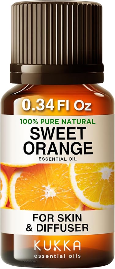 100% Pure Sweet Orange Oil - 0.34 Fl Oz Sweet Orange Essential Oil for Hair, Skin, Diffuser, Aromatherapy & DIY Soap Making Scent