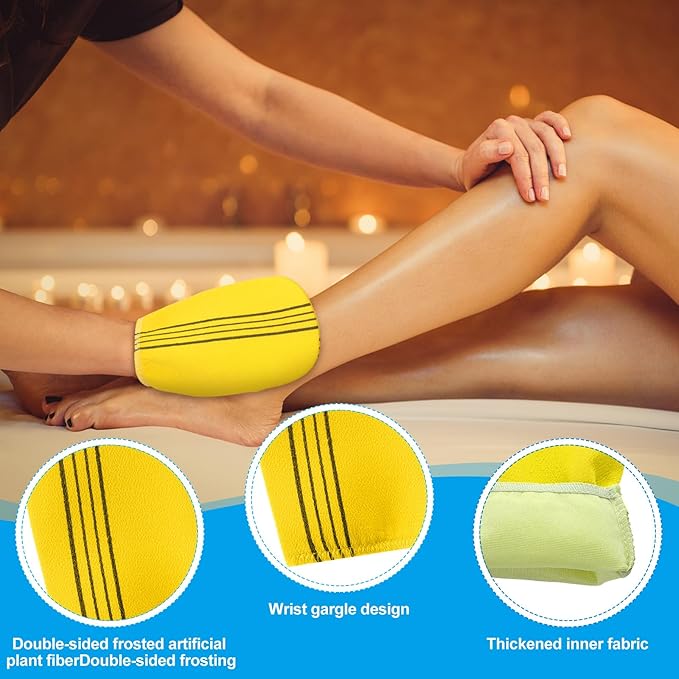 Tatuo 8 Pcs Korean Exfoliating Mitt Korean Scrub Mitt Asian Exfoliating Gloves 5.12 x 6.69 Inches Colorful Body Scrub Washcloth For Smooth Cleaning Skin, Reducing Dirt And Grease