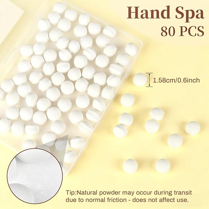 Manicure Spa Balls 8oz - Milk & Honey Soak Balls, Moisturizing Tablets, Cuticle Softener for Foot and Hand Soak Pedicure Spa Supplies Manicure Tools Nail Salon & Tavel Esenntial（80count）