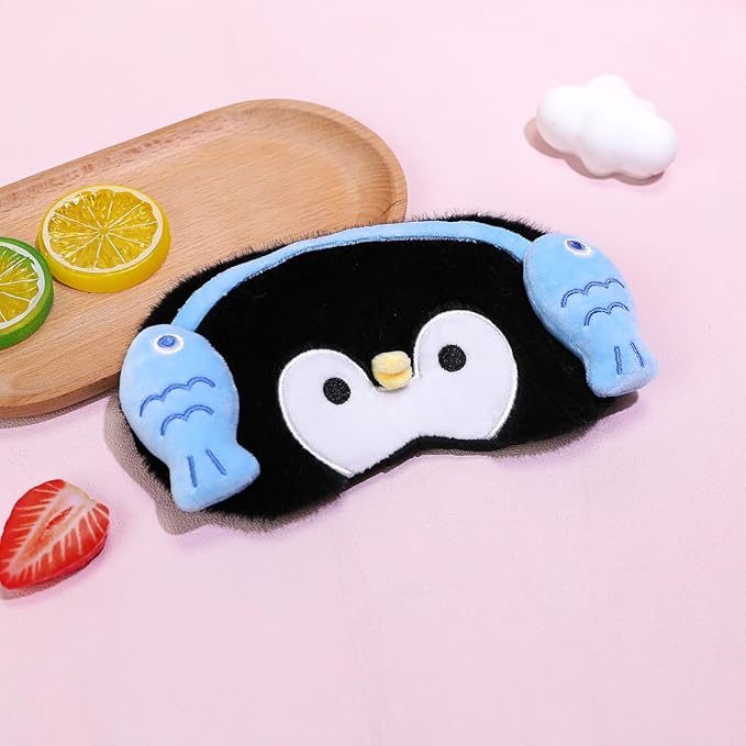 PERFECTSIGHT Sleep Eye Masks, Cute Penguin Sleep Eye Cover Lightweight Adjustable Eyeshade Mask Cover for Women Men Sleep Travel Nap, Fish Headphone