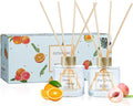 200ml Scent Diffuser with 6 Fiber Sticks, 6.76 oz Reed Diffuser Set Aromatherapy Fragrance Diffusers Air Fresheners for Home Bedroom Bathroom (Orange Peach)
