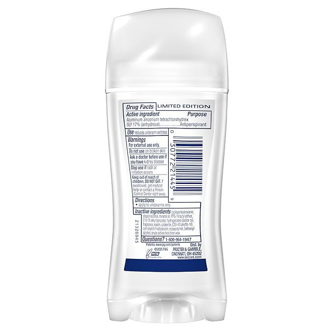 Secret Fresh Antiperspirant Deodorant for Women, 72hr Breathable Odor Protection with Pro-Hyaluronic Acid, Holiday Invisible Solid, Champagne Blush with Berries, Sugared Rim & Rose Petals Scent, 2.6oz