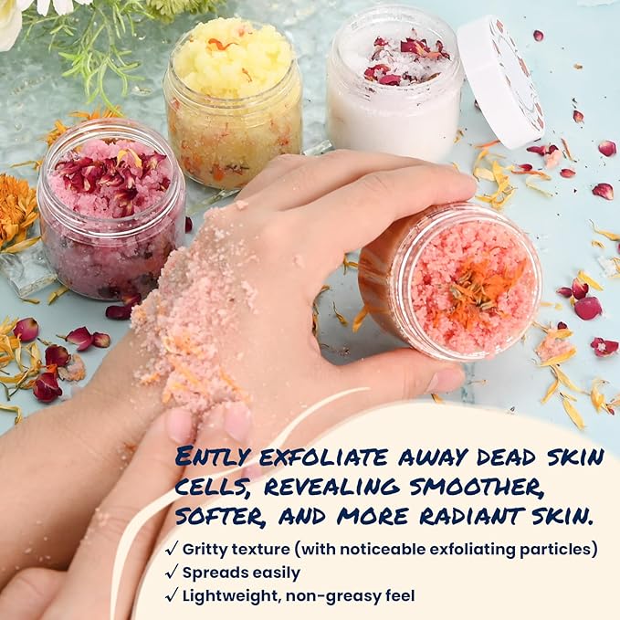 TSVATE Body Scrub Making Kit- Make Your Own Salt Body Scrub, Salt Scrub for Body with Almond Oil, Moisturizing and Exfoliating Dry Skin Hand Foot, DIY Organic Body Care Gifts For Women & Men