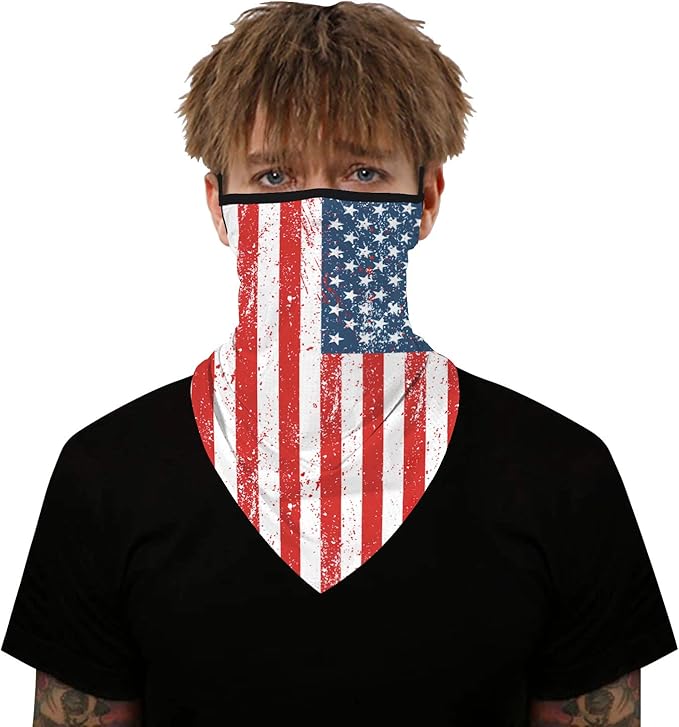 YAYOUREL Neck Gaiter Face Mask Bandanas for Men Women UV Face Scarf Cover Ear Loop Hole Facemask for Fishing Running Cycling