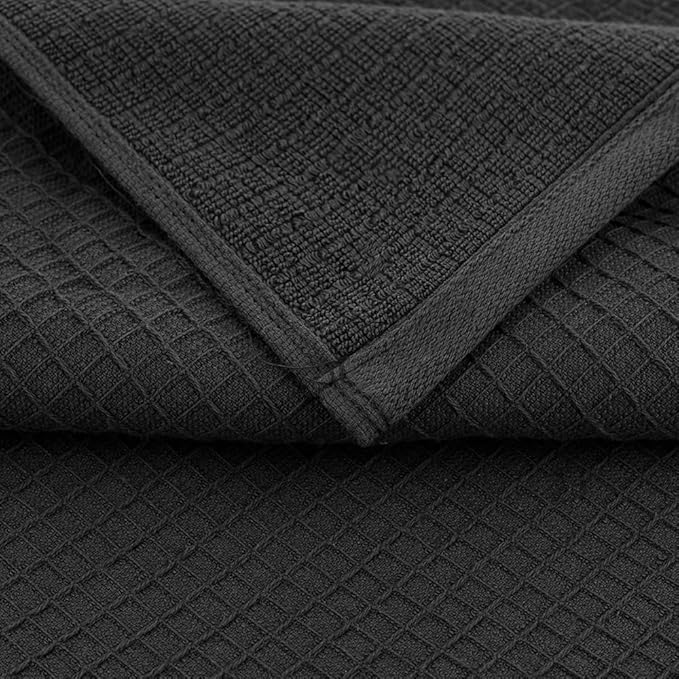 CASA COPENHAGEN Waffle 2Pcs 100% Egyptian Cotton Large Designer Bathsheet Towels Gift Set- Pine Grey, 35"x70" 2Bath Sheet Towels for Bathroom (Box Pack, Set for Women & Men)