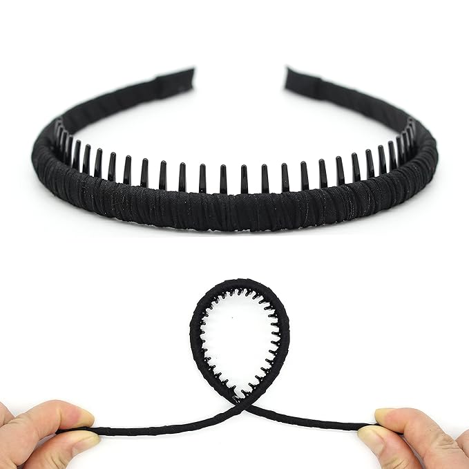 JOBAND 4pcs Hairbands for Women, Non-Slip Zig Zag Headbands, Adjustable Teeth Comb Hair Hoop, Daily Use, Yoga, Spa, Parties, Resin Cotton Blend