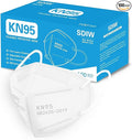 100PCS KN95 Face Masks 5 Layer Filter Efficiency≥95% with Elastic Ear Loop and Nose Bridge Clip Breathable Mask White